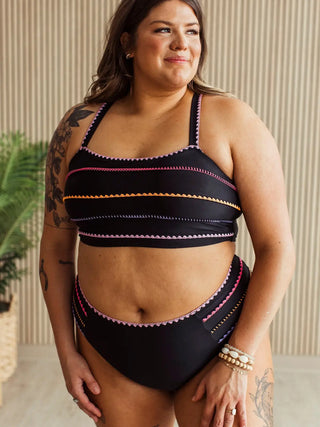*NEW* Soaking Up Sun Rays | Swim TOP | Black Multi
