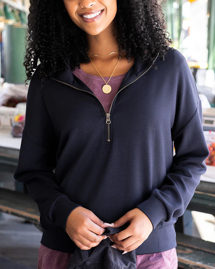 PREORDER Grace & Lace | Lux Knit Half-Zip Pullover | Navy